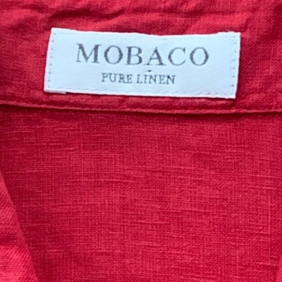 MOBACO Egyptian Linen Button Front Tunic Top Womens Sz 2 Red 52H - Picture 7 of 9